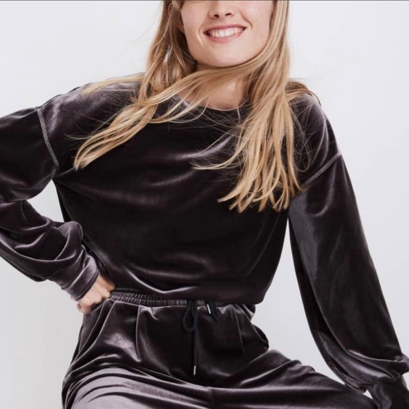 Madewell Sweaters - Madewell Size Small S Velvet Ballon Sleeve Sweatshirt
